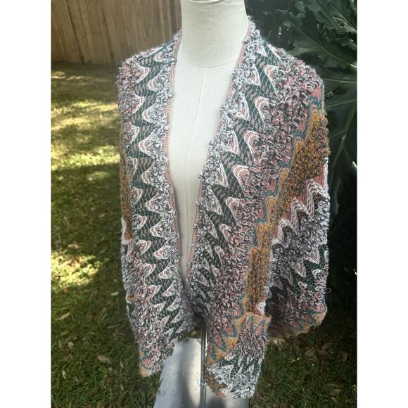 Anthropologie Akemi + Kin Alva Textured Chevron Wrap Sweater Kimono Boho OS - Picture 1 of 16